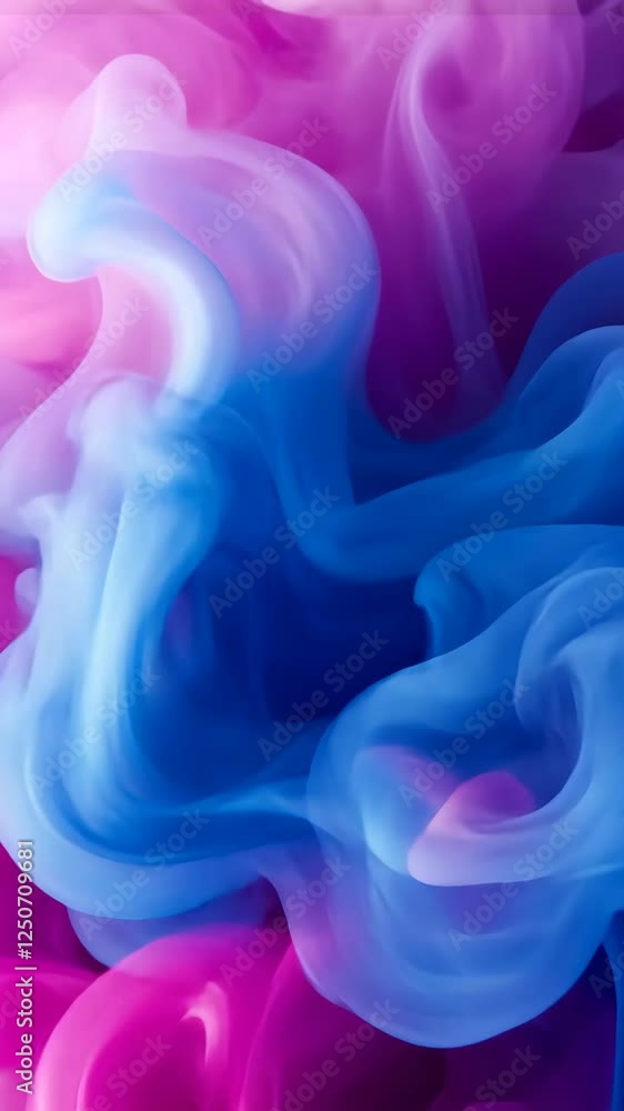 Poster swirling blue and pink abstract design with fluid blending shapes creating a colorful atmosphere