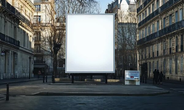 Blank billboard Paris street mockup advertising