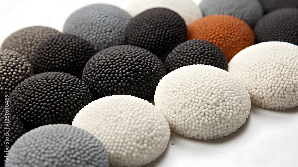 Poster precision shot macro photograph showcasing the intricate textures and fine details of food pellets o