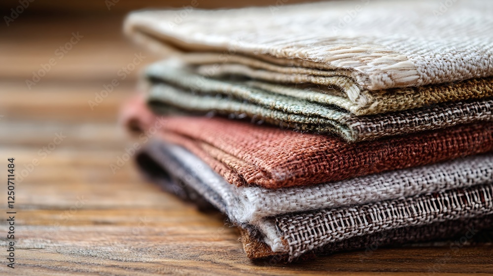 Aufkleber A stack of colorful fabric textiles showcasing various textures and patterns perfect for interior design : Generative AI