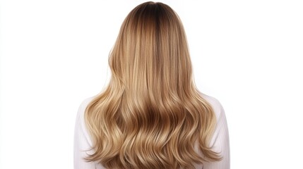 Fototapeta premium Beautiful model girl with Blond hair strand,silky healthy wavy hair strand,hair wavy ribbon, with smooth,Keratin straightening,Treatment,straight long hair,procedures,Smooth hairstyle.