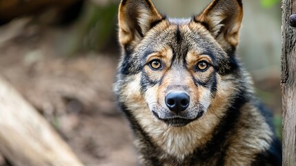 Fototapeta premium Portrait of Beautiful Dog with Striking Eyes Showing Deep Emotion and Connection with Nature : Generative AI
