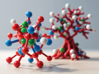 Colorful Molecular Model and Abstract Tree Sculpture