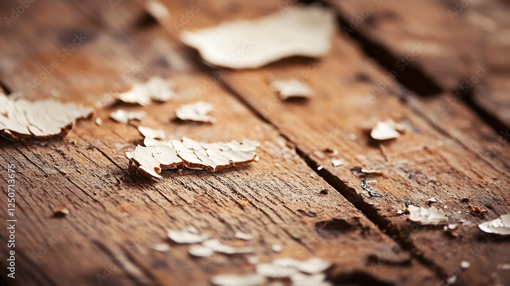 Aufkleber closeup of flaking paint on weathered wooden surface showing natural texture : generative ai