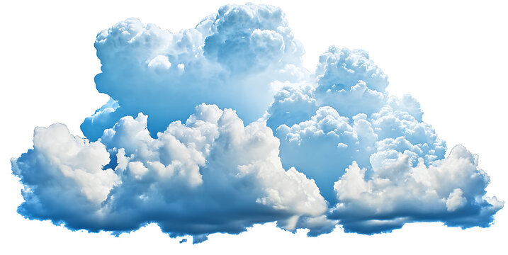 Fluffy cumulus clouds isolated on transparent background