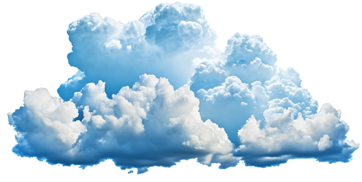 Fluffy cumulus clouds isolated on transparent background
