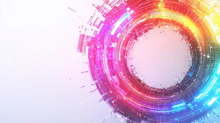 Circular graph in vivid neon colors, against white background