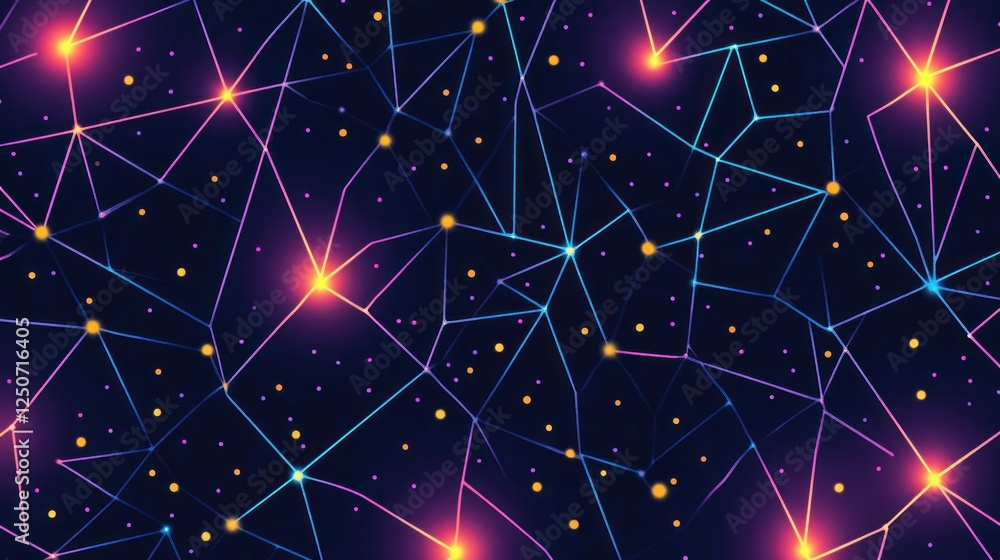 Poster abstract network background with glowing nodes and interconnected lines
