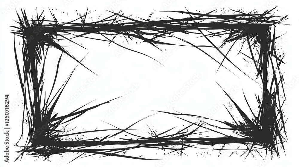 Poster grunge borders isolated vector lines with black rough scratched edges. grungy vintage old texture, d