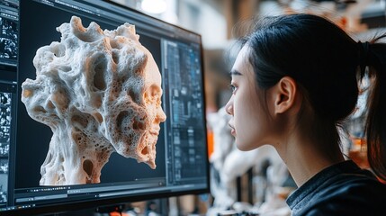 Digital Artist Creating 3D Artwork with Advanced Technology Tools