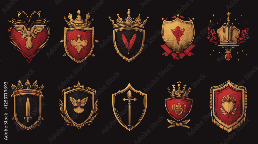 Aufkleber set of royal heraldic elements isolated on background. vector version also available in gallery