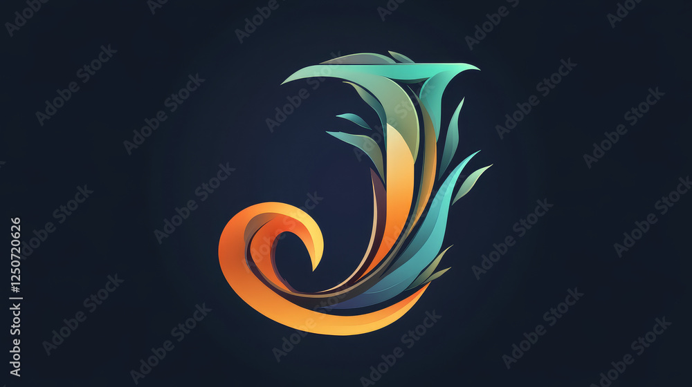 Fototapete set of alphabet symbols and elements of letter j, such a logo. vector version also available in gall