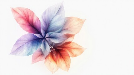 Fototapeta premium Elegant floral icon with pastel hues, against white background