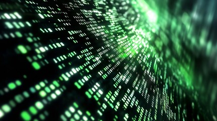 Dynamic green matrix effect with flowing numbers and data representation in a futuristic digital environment : Generative AI