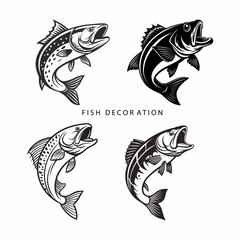 Fish symbol icon black color for decoration