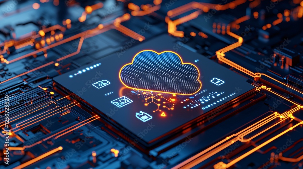 Poster internet of things and industrial automation concept. digital cloud computing technology background 