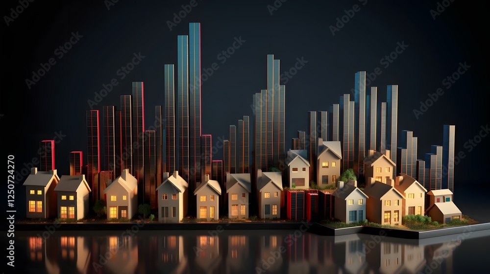 Aufkleber 3d bar chart visualization depicting the growth and trends in the real estate market with rising hou