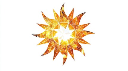 Geometric sun icon with fine detail, against white background