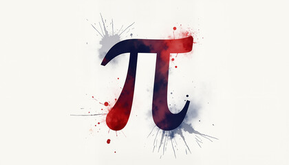 Artistic pi symbol with splashes on pastel background