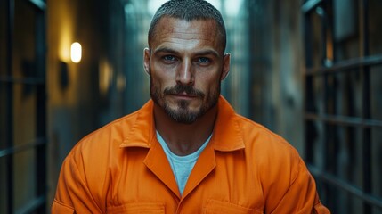 Obraz premium Prisoner in Orange Jumpsuit
