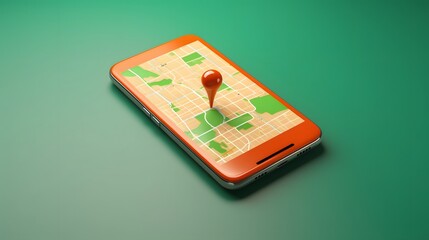 A smartphone screen displaying a real time food delivery tracking map with a clean minimalist background  The map shows the delivery route location and status of the food order in a digital