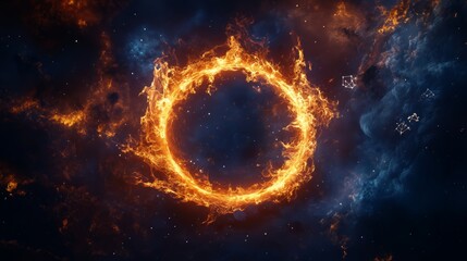 Burning Halo of the Galaxy – Celestial Phenomenon in Deep Space - Made with Generative AI