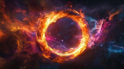 Obraz premium Burning Wormhole Gateway to Another Dimension - Made with Generative AI