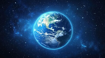 Obraz premium Earth in Space Surrounded by Stars and Cosmic Elements