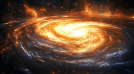 Golden Nebula Swirling in the Vast Universe - Made with Generative AI