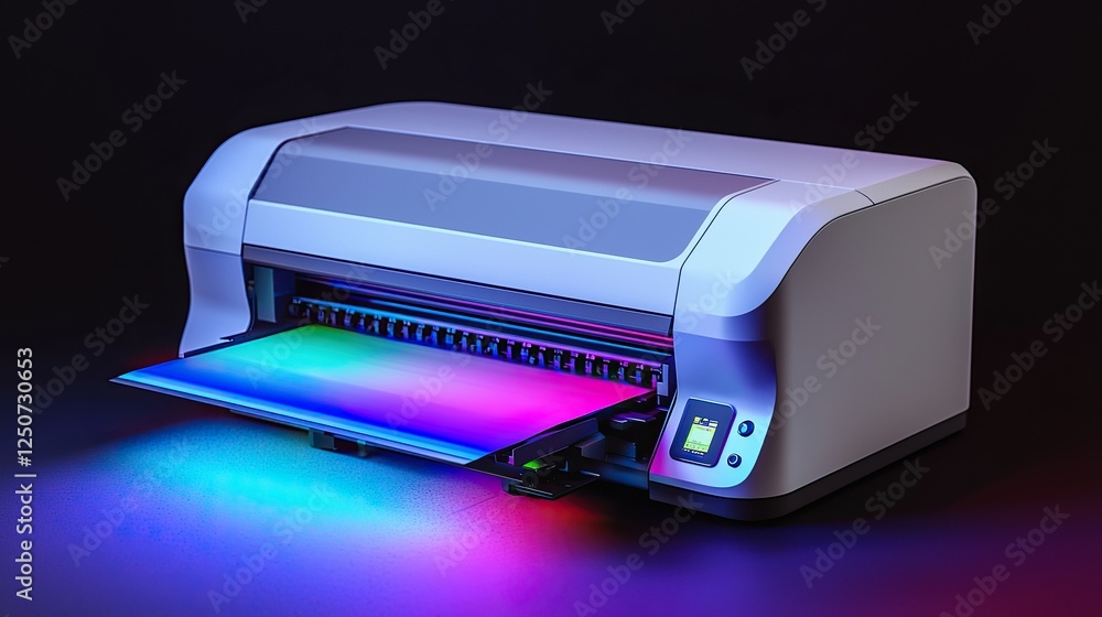 Poster printer technology expression, high-quality printing machine with vibrant color output in profession