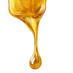 Honey dripping with dipper isolated on transparent background

