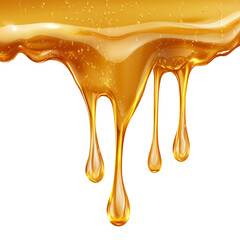 Honey dripping with dipper isolated on transparent background

