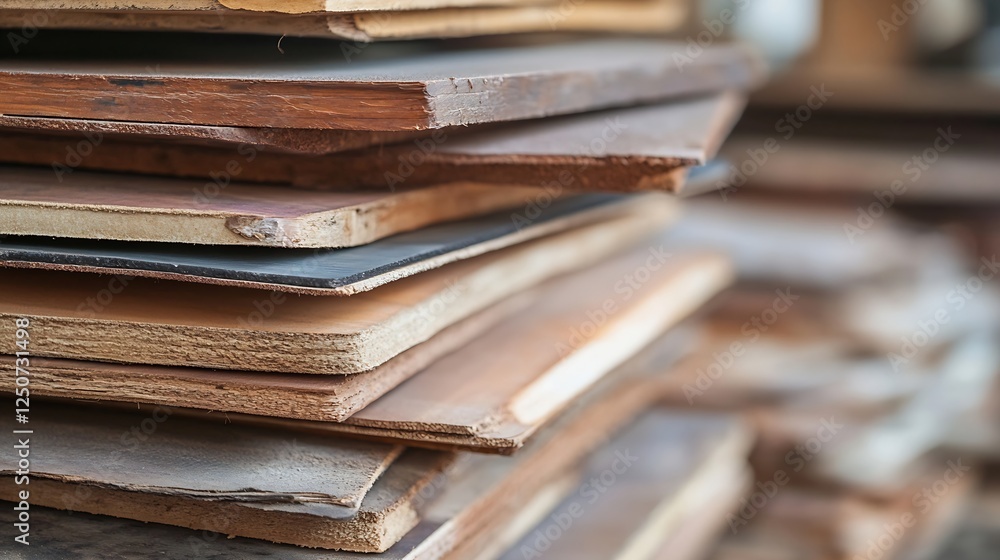 Aufkleber stacked wooden planks displayed in an organized manner highlighting craftsmanship and texture : gene