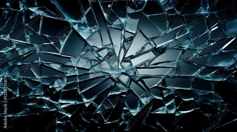 Aufkleber intricate shattered glass window with detailed cracks and reflections image showcasing the complex p