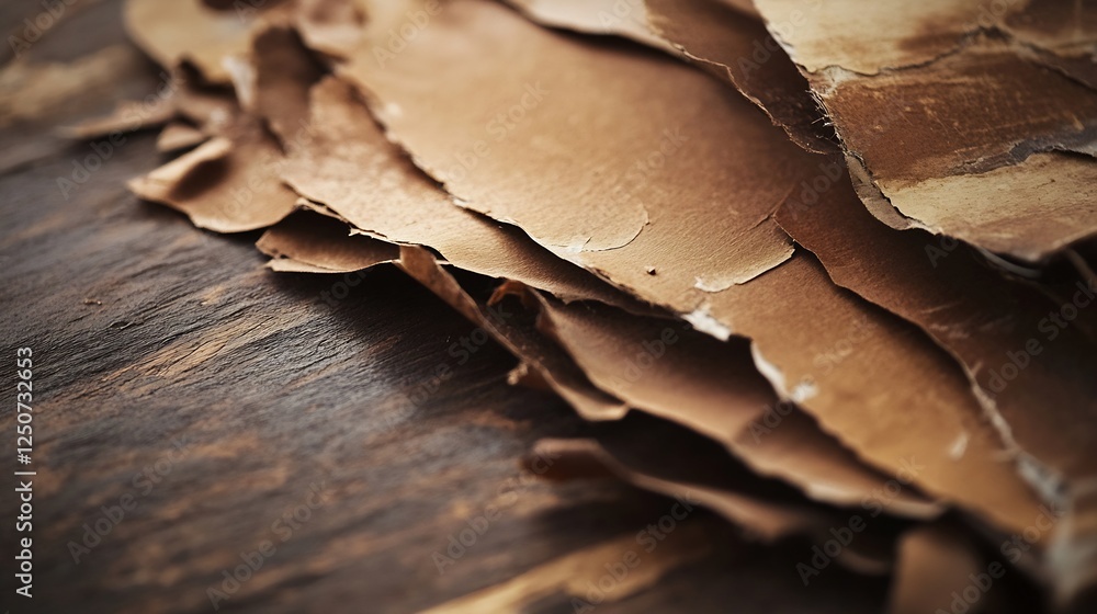 Aufkleber close up of peeling bark texture creating an organic and natural aesthetic on a wooden surface : gen