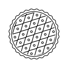 Nowruz Baklava Tray Icon Vector – Persian Azerbaijani Traditional Dessert Line Art Illustration