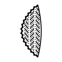 Shekerbura Line Icon Vector – Traditional Nowruz Crescent Pastry from Azerbaijan, Iran, and Central Asia with Nut Filling and Decorative Patterns
