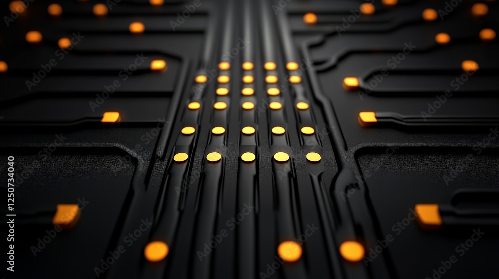 Poster circuit board abstract: a close-up abstract view of a circuit board, featuring intricate pathways an