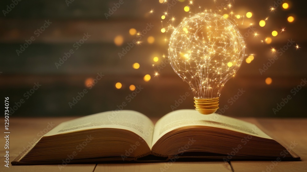 Poster igniting knowledge: a spark of creativity from the pages of a book