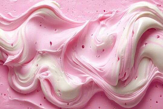 A pink and white frosting swirl