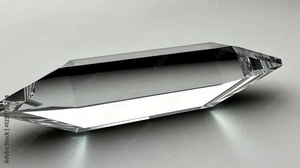 Poster crystal prism reflecting light with clear facets and sharp angles on a smooth surface