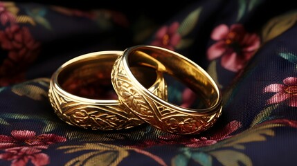 Beautifully crafted intertwined wedding rings placed on a luxurious velvet surface symbolizing the eternal bond and commitment of a loving couple
