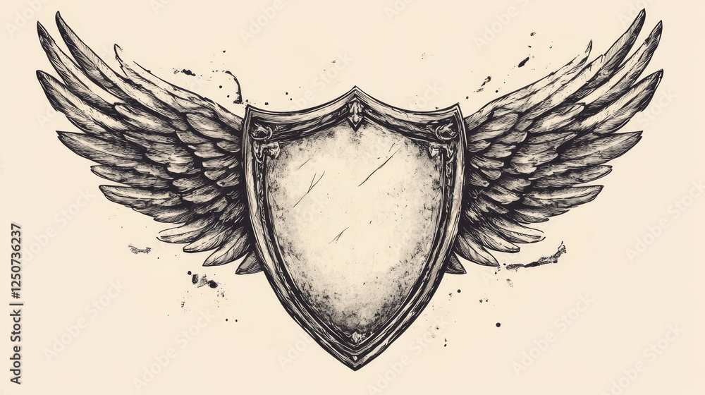 Poster heraldic wings with shields. vector version also available in gallery
