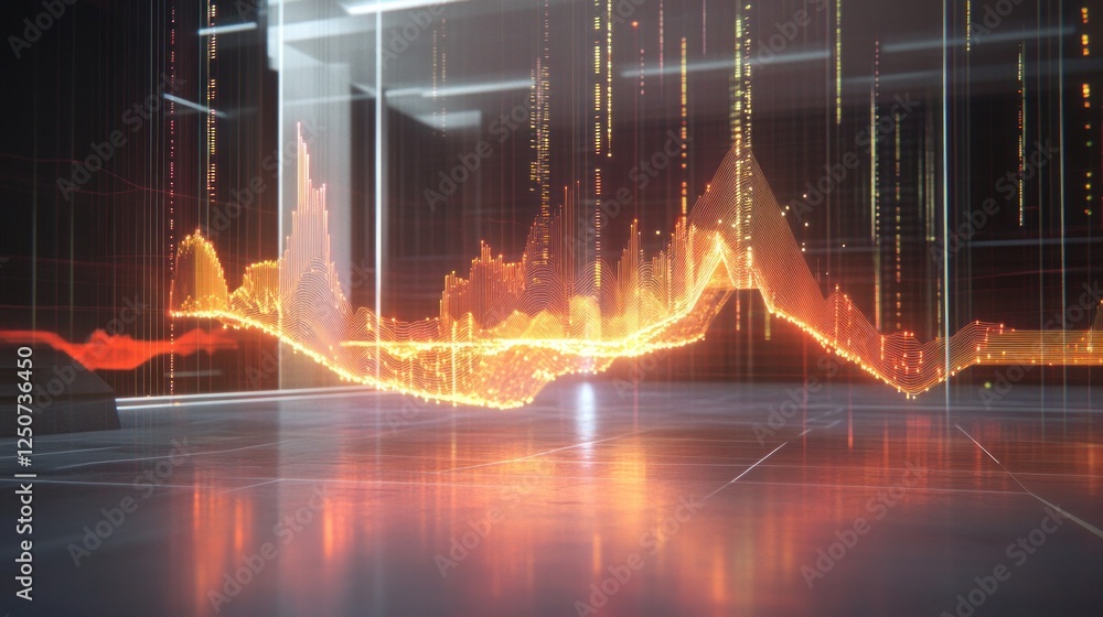Poster abstract data visualization of stock market chart on a modern display