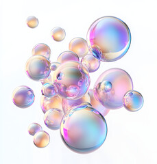 Abstract iridescent soap bubble on a white background