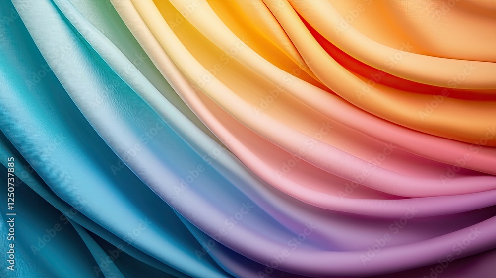 Poster colorful flowing fabric texture with smooth gradient in pastel shades for background design, printer