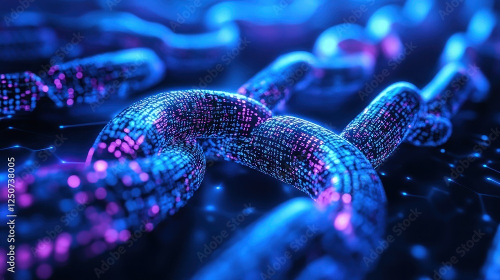 Poster digital blockchain technology network: abstract futuristic connection