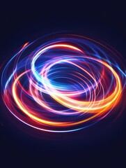 Frequency modulation light effect. Cellular network signal, ping technology, data flow. Bright neon circle emitting wireless signals. Radio frequency waves symbolizing wireless communication.






