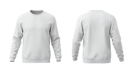 Blank White Crewneck Sweatshirt Mockup   Front and Back View
