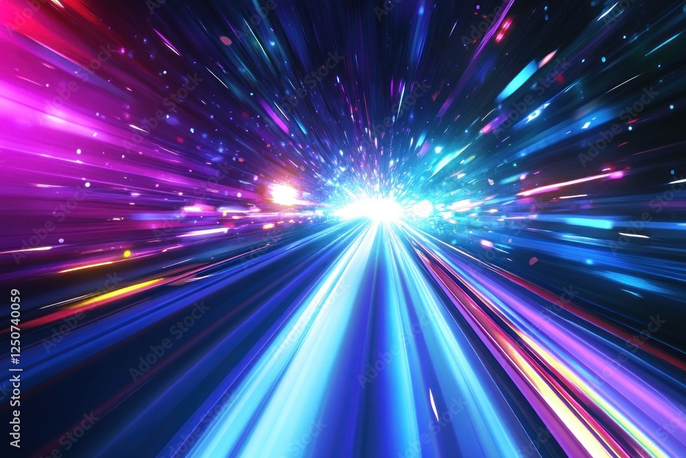 Poster vibrant light trails creating a dynamic motion effect